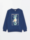 Crew Neck Printed Reversible Sequined Long Sleeve Boy T-Shirt
